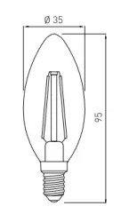 Декоративна лампа Lumiere овална LED лампа E14 Филамент топло бяло 2700K Дим стъкло 35mm