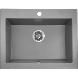 Aquadesign Рустикална гранитна мивка в сиво 58x49cm 1208958165