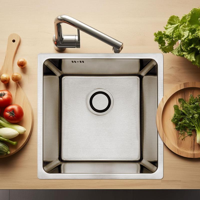 Aquadesign R25 стоманена надградна, подградна и вградена мивка от неръждаема стомана 40x40cm 1208958206