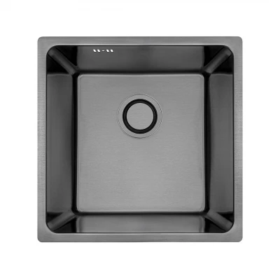 Aquadesign R25 Иноксова мивка 40x40cm, монтаж под, над и на нивото на плота, цвят gun metal 1208958207