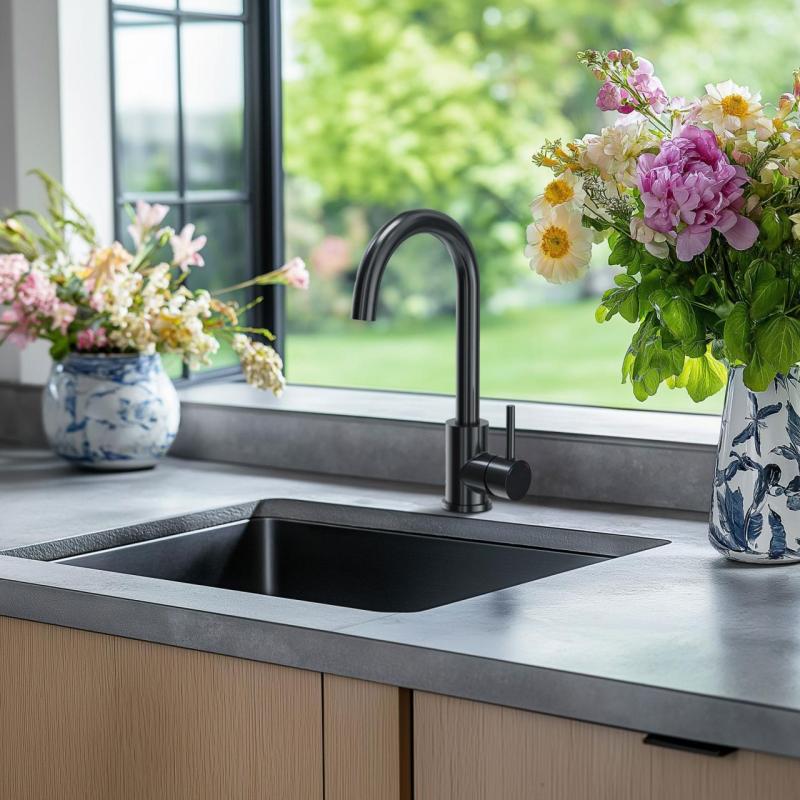 Aquadesign R25 Иноксова мивка 40x40cm, монтаж под, над и на нивото на плота, цвят gun metal 1208958207