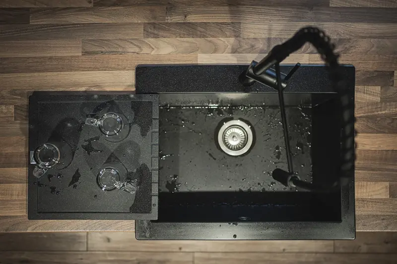 Aquadesign Unix Гранитен отцедник 35x35cm, черен 1208958214