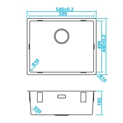 CARESSI Basic Line Иноксова мивка 50x40 с подобрен интегриран щекер CABLPP50R10