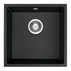 GraniteMy Универсална черна мивка от гранит 40x40 cm, монтаж под, над и на нивото на плота, иноксова цедка 1208958318