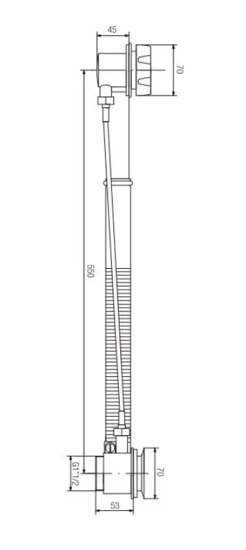 PB отвод за вана от неръждаема стомана с въртящ се бутон на преливника за вградени вани 1208958381