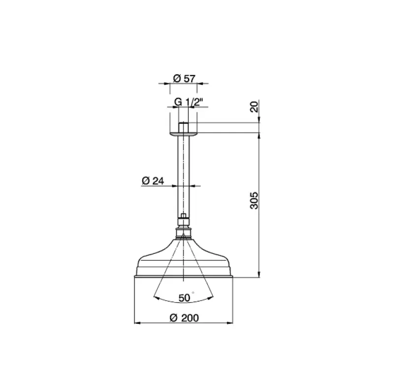 Хубер викторианска душова глава за дъждовен душ от неръждаема стомана със стенен монтаж SS0134102A