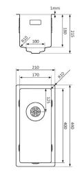 Lorreine Royal Малка мивка 17x40см в цвят мед, плосък монтаж, под и над плота 17SP-COPPER