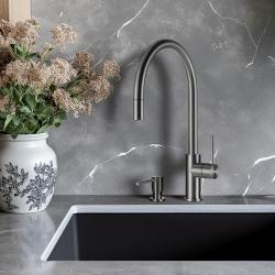 Lorreine Royal Aire Кухненски смесител в цвят антрацит с издърпващ се чучур, gun metal AIRE-GUNMETAL