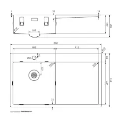 Lorreine SP Иноксова мивка 86x51 см с отвор за смесител 40SPDB-R