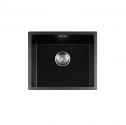 Lorreine BQ Мивка 44x41cm за вграждане под плот, черна с иноксова цедка 40BQ37-FU-INOX