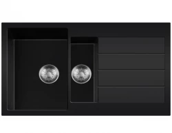 Lorreine BQ Черна 1.5 мивка 96x50cm за монтаж отгоре, иноксова цедка 3415BQ44DB-T-INOX
