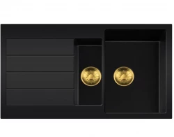 Lorreine BQ Черна 1.5 мивка 96x50cm монтаж отгоре, златиста цедка 1534BQ44DB-T-GOLD