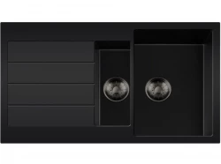 Lorreine BQ Черна 1.5 мивка 96x50cm за монтаж отгоре, цедка в цвят gun metal 1534BQ44DB-T-GUNMETAL