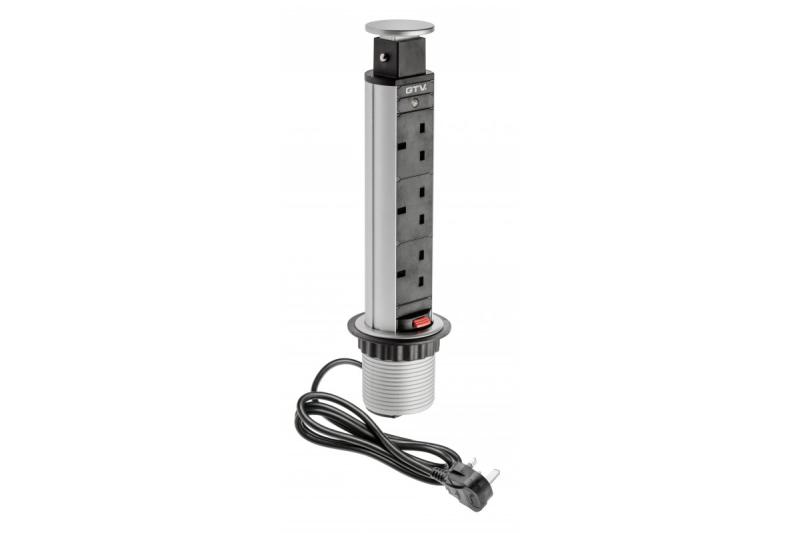 Удължител за настолен компютър 60 mm, 3x UK контакт (сребрист) ENGLISH VERSION 1208958627