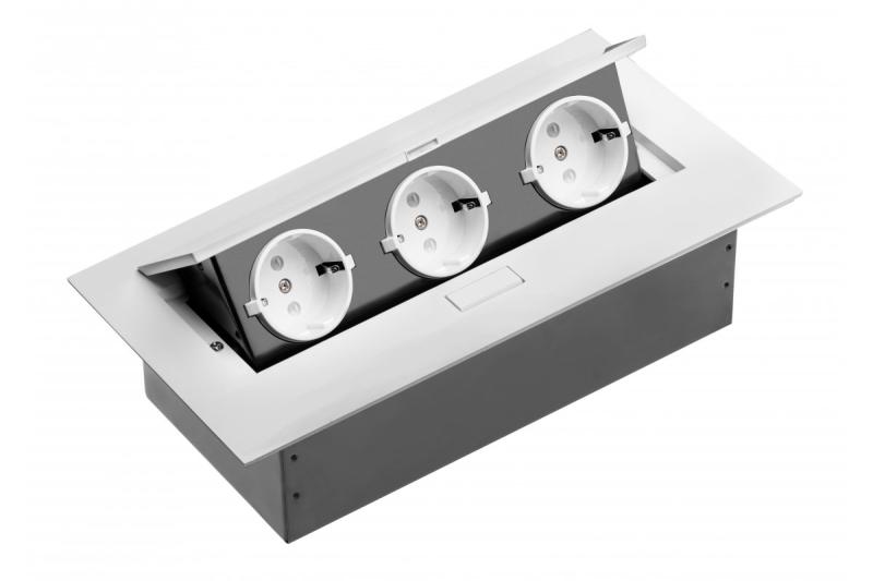 Кабел за разширяване на настолен компютър, 3x schuko гнездо, без кабел, бял 1208958665