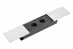 PRESTINO вграден кабел за разширение за бюро, 2x френска контактна вилка, USB A+C, RJ45, HDMI, кабел 1.5m, сребрист 1208958675