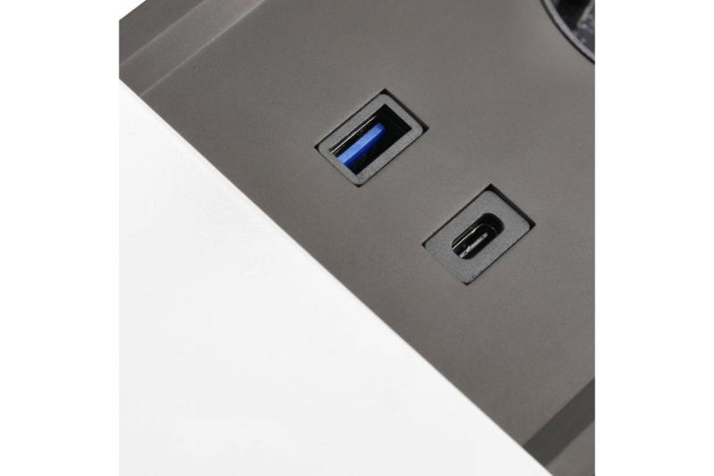 PRESTINO вграден кабел за разширение на работния плот, 2x schuko гнездо, USB A+C, RJ45, HDMI, кабел 1.5m, сребрист 1208958676