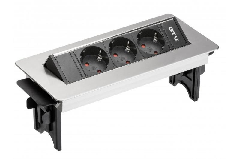 Удължител за настолен компютър без касета, 3x штепселна букса, 1,5 м захранващ кабел с неръждаема вилка 1208958679