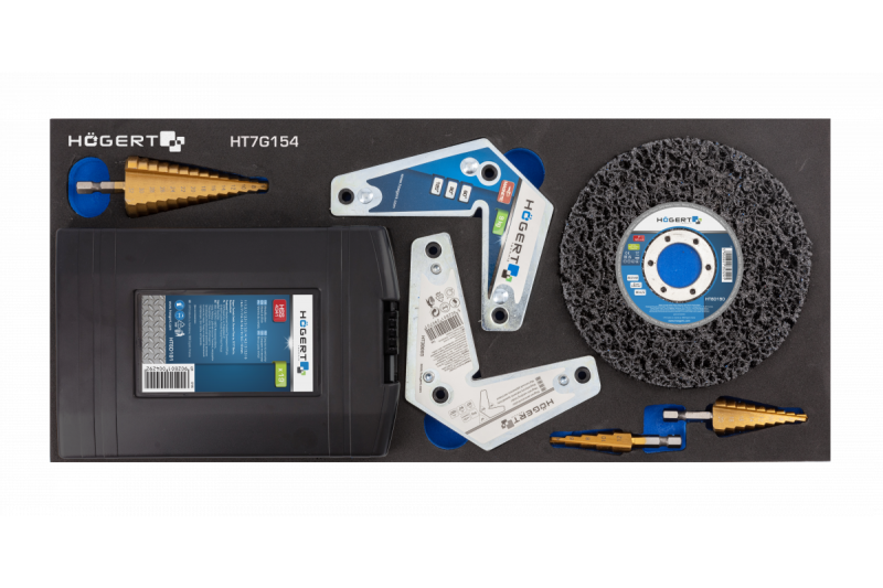 Hoegert 7-чекмеджетна шкафче за инструменти със странична врата с аксесоари 544 броя. 1208962010