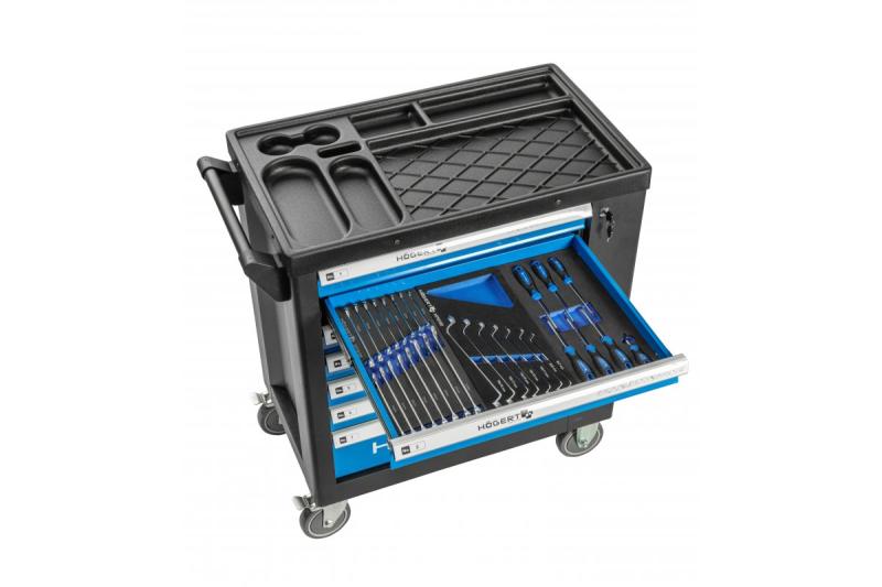 Hoegert 7-чекмеджетна шкафче за инструменти със странична врата с аксесоари 544 броя. 1208962010