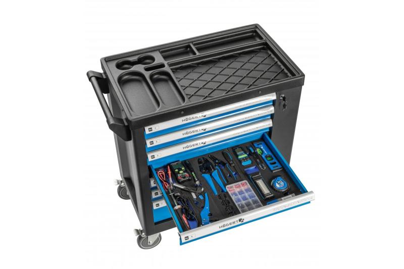 Hoegert 7-чекмеджетна шкафче за инструменти със странична врата с аксесоари 544 броя. 1208962010