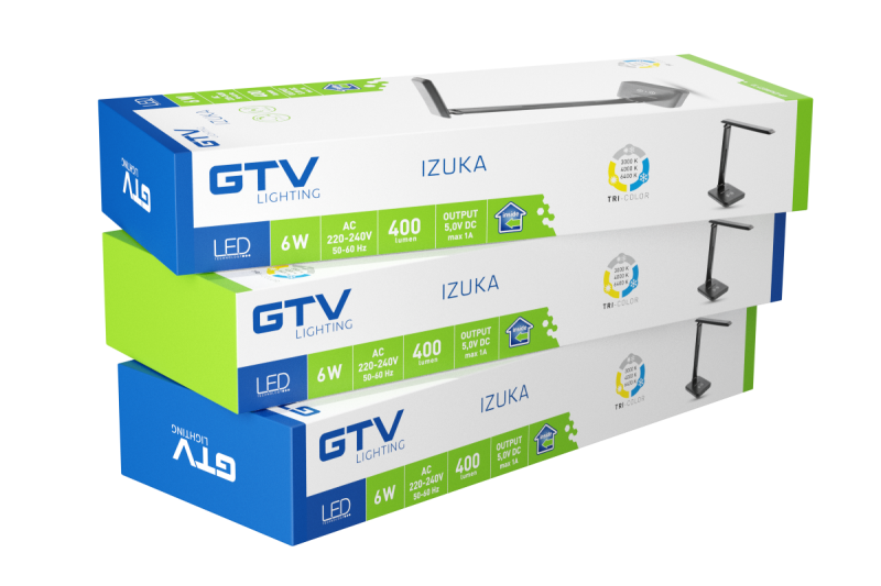 Decor ИЗУКА LED настолна лампа 6W 400lm AC220-240V 50/60Hz CCT индуктивно зарядно черна 1208962497