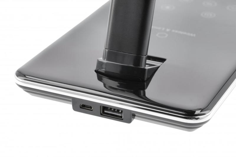 Decor На български: Настолна лампа Tritton 6W 340lm AC220-240V 4-CCT Безжично зареждане USB PF>0 5 RA>80 черна 1208962518