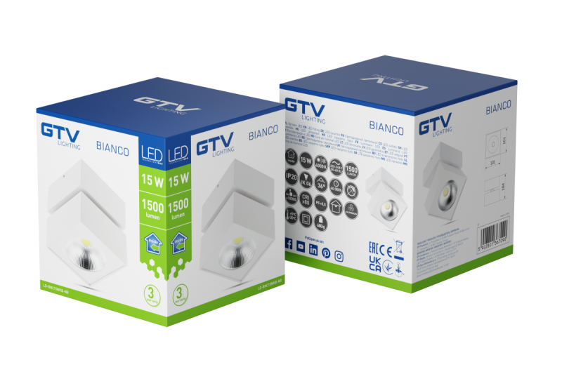 Decor Фиксирана LED светлина BIANCO 15W 1500lm AC220-240V 50/60 Hz PF> 0.5 Ra≥80 IP20 IK06.36 ° 4000K квадратно бяло. 1208962665