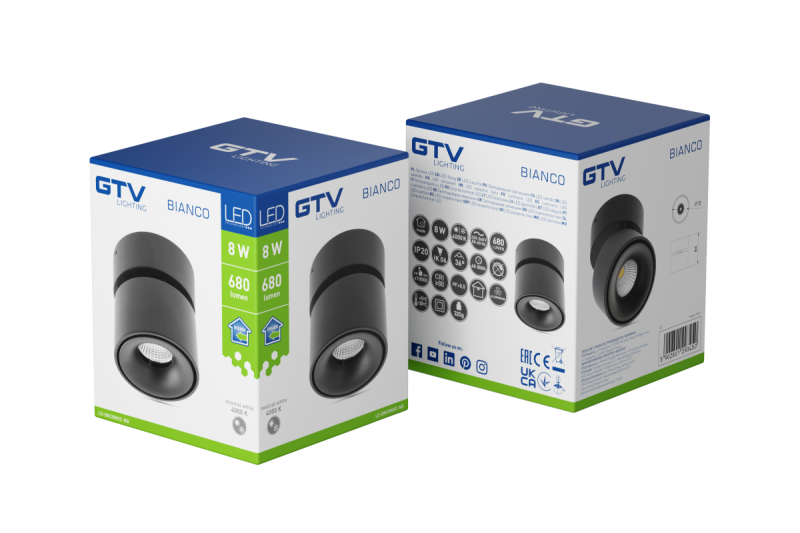 Decor LED осветително тяло BIANCO 8W 680lm AC220-240V 50/60 Hz PF>0 9 Ra≥80 IP20 IK06 36° 4000K кръгло черно 1208962672