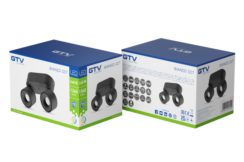 Decor LED осветително тяло BIANCO CCTt 16W 680lm AC220-240V 50/60 Hz Ra≥80 IP20 36° 2700/3300/4000K окр. черно 1208962674