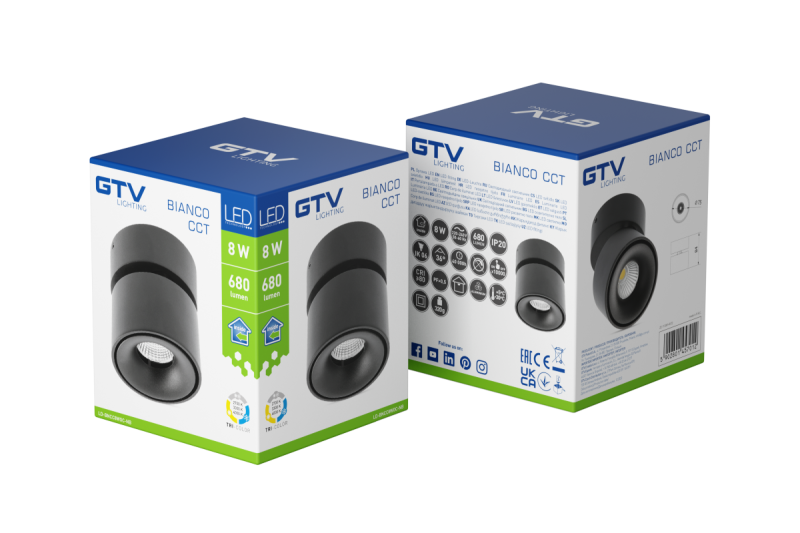 Decor LED осветително тяло бианко cct 8W 680lm AC220-240V 50/60 Hz Ra≥80 IP20 36° 2700/3300/4000K кръгло черно 1208962678