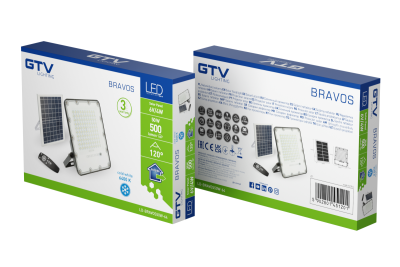 Соларен LED прожектор BRAVOS, 50W, 500lm, 6400K, IP65, 120°, слънчев панел, дистанционно управление, 3г 1208962684