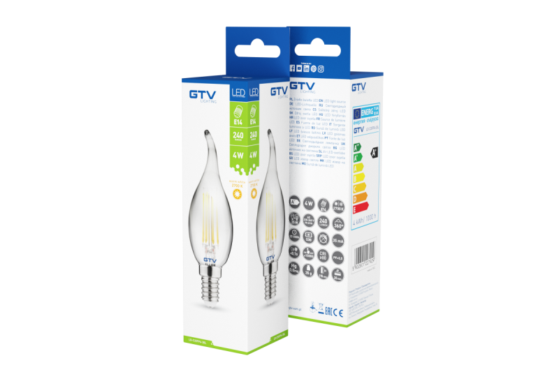 Декоративна LED светлина, FILAMENT, C35L, 27006, E14, 4W, 240lm, AC220-240V / 50-60Hz, RA>80, 360° 1208962696
