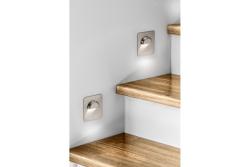 Decor LED стълбищна апликация ESCADA KA DC12V квадратно прозрачно покритие 0,8W 70lm 4000K иноксов кабел 150см