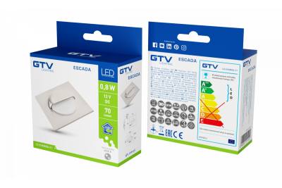 Decor LED стълбищна осветителна апаратура ESCADA KB DC12V квадратно матирано покритие 0,8W 70lm 4000K иноксов кабел 150см