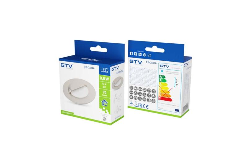 Decor LED стълбищна осветителна апаратура ESCADA OB DC12V кръгла матирана капачка 0,8W 70lm 4000K иноксов кабел 150см