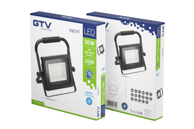 LED прожектор iNEXT (преносим) 30W 2400lm, PF>0,9, RA>80, IP65, 120°, 6400K, черно тяло 1208962861