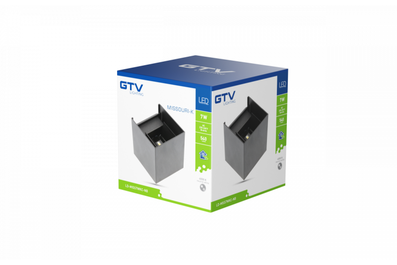 Decor Мисури-К LED лампа 7W 540lm AC220-240V 50/60 Hz PF>0.5 Ra≥80 IP54 IK08 4000K квадратна черна. 1208962994