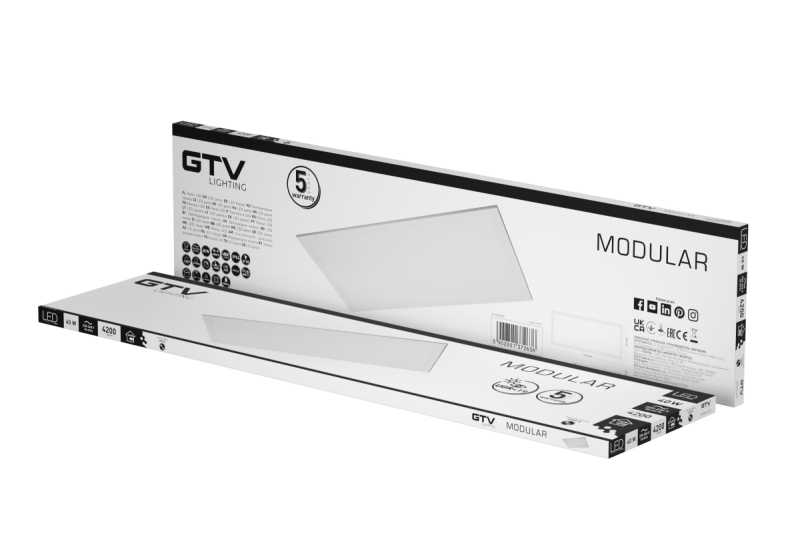 LED осветително тяло MODULAR, заден панел, 120x30cm, 4000K, 40W, 4200lm, AC220-240V, PF>0,9, IP54, 5г, UGR<19 1208962998