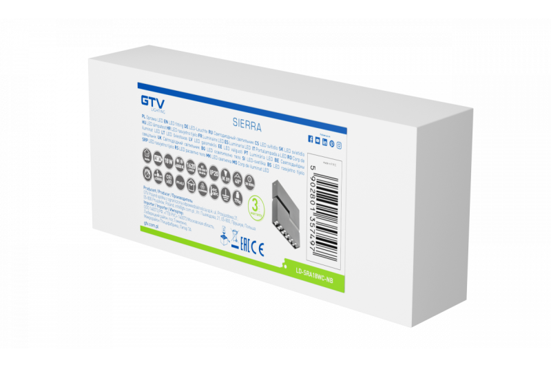 Decor LED осветително тяло SIERRA 18W 1620lm AC220-240V 50/60 Hz PF>0 9 Ra≥80 IP20 IK08 4000K 48° черно 1208963168