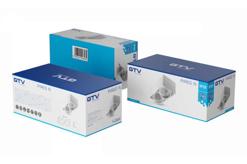 Decor Светлинно тяло за таван PIREO N, монтаж на повърхност, двойно, IP20, бяло/бяло. 1208963772