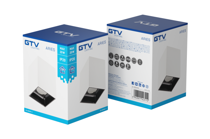 Decor Таванна лампа ARIES PC 77x100мм IP20 максимум 20W квадратна бяла/черна. 1208963814