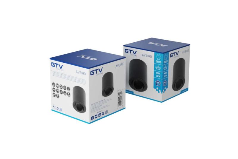 Decor Таванна осветителна апаратура AVEIRO алуминий 80x85мм IP20 максимум 20W кръгла черна. 1208963830