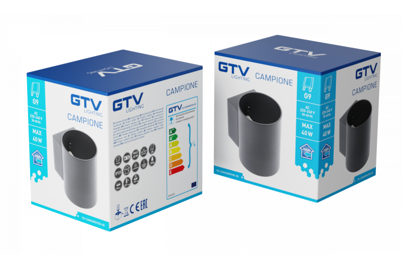 Decor Стенен монтаж CAMPIONE алуминий G9 IP20 макс. 40W IP20 кръгъл черен. 1208963851