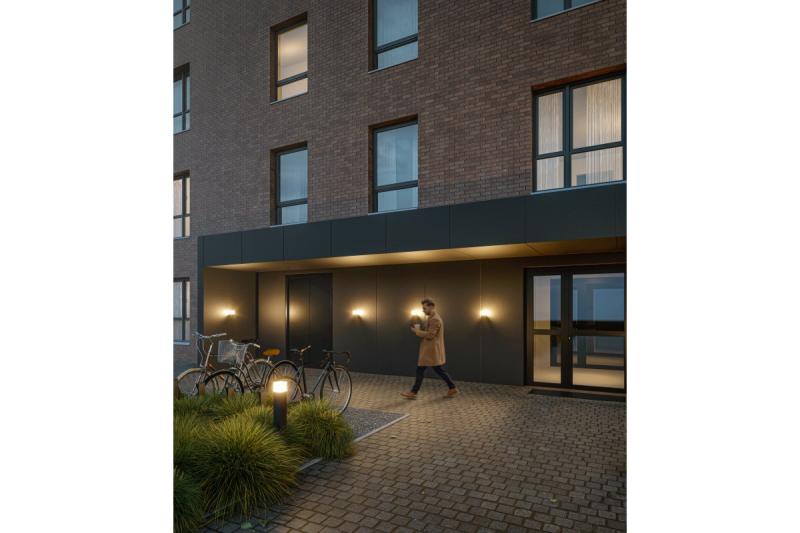 Decor Градинско осветително тяло LARGO-AU E27 MAX.15W IP44 AC220-240V 50-60Hz графитна стенна лампа с права форма 1208963916