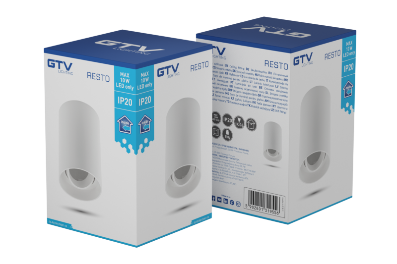 Decor Светлинно тяло за таван RESTO PC φ80x125mm IP20 максимум 20W кръгло бяло. 1208963986