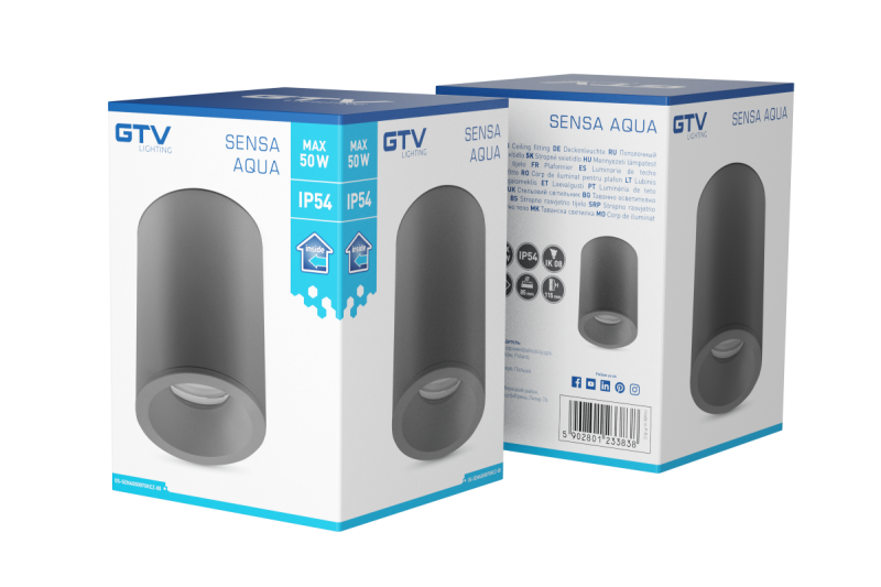 Decor SENSA AQUA таванна лампа алуминий 85x115 IP54 максимум 50W кръгла черна 1208964009