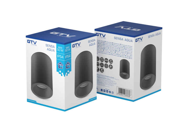 Decor SENSA AQUA таванна лампа алуминий 85x115 IP54 максимум 50W кръгла черна 1208964009