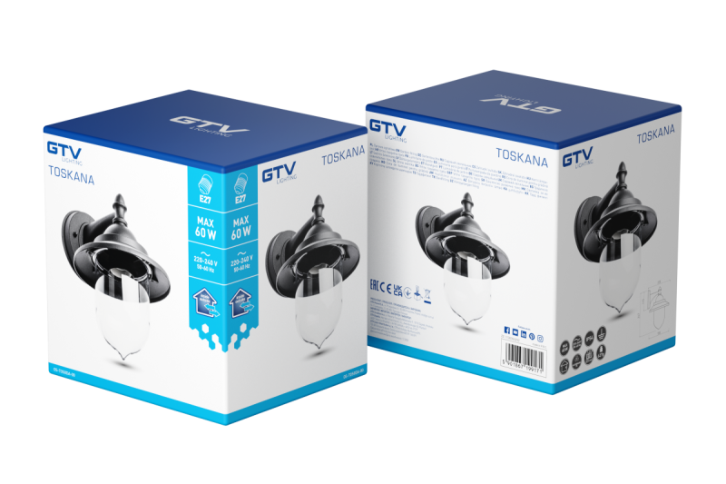 Decor Градинска лампа TOSKANA-AD E27 MAX.60W IP54 AC220-240V 50-60Hz плоско черна 1208964026