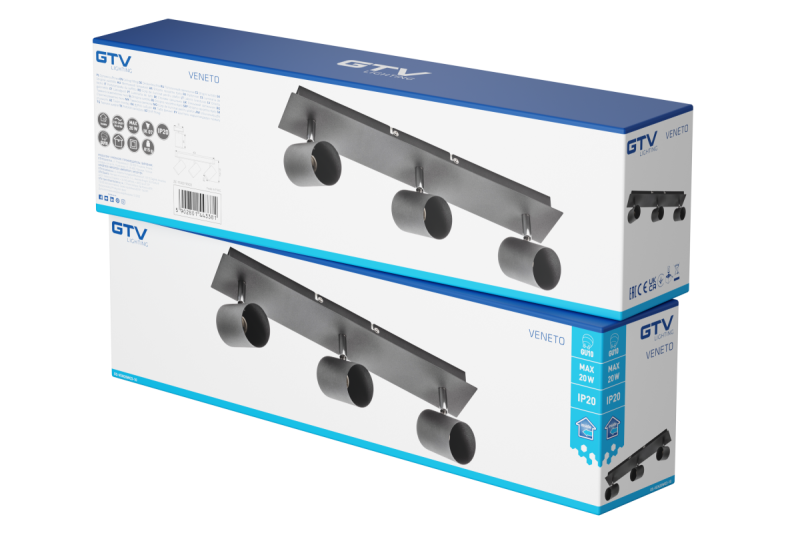 Decor Таванна лампа VENETO IP20 макс. 20W 3 x GU10 кръгла черна. 1208964040